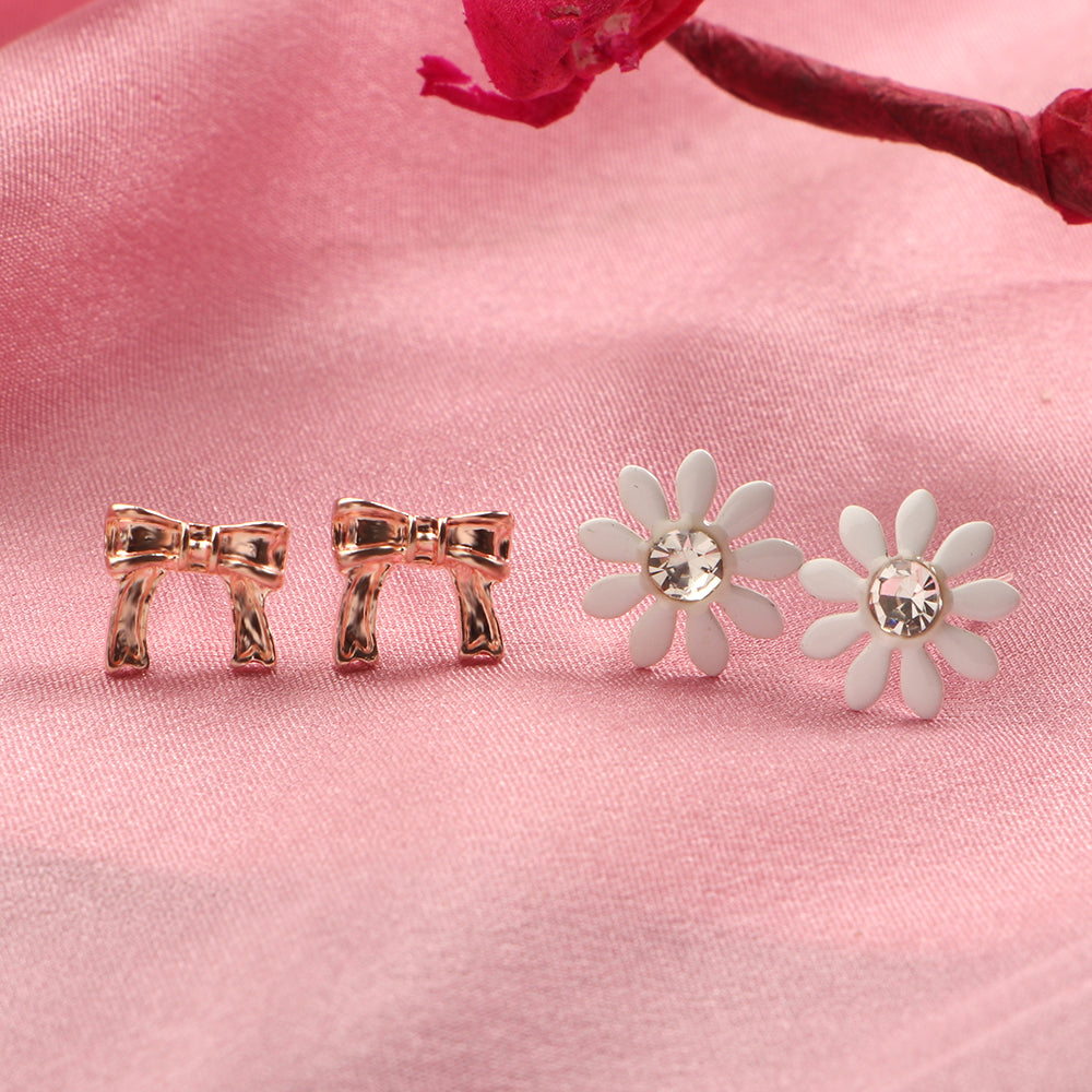 Flora Knot- Combo stud earrings