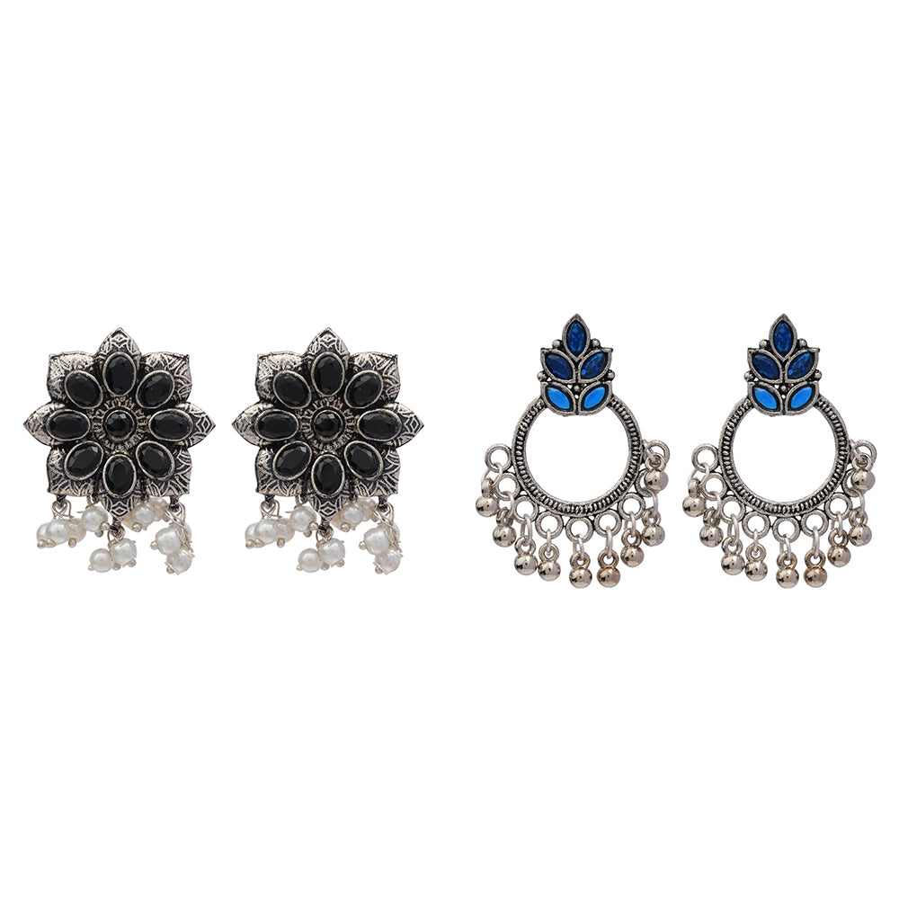 Jugni vibrant stud earrings & Fine Shine stud earrings Combo set