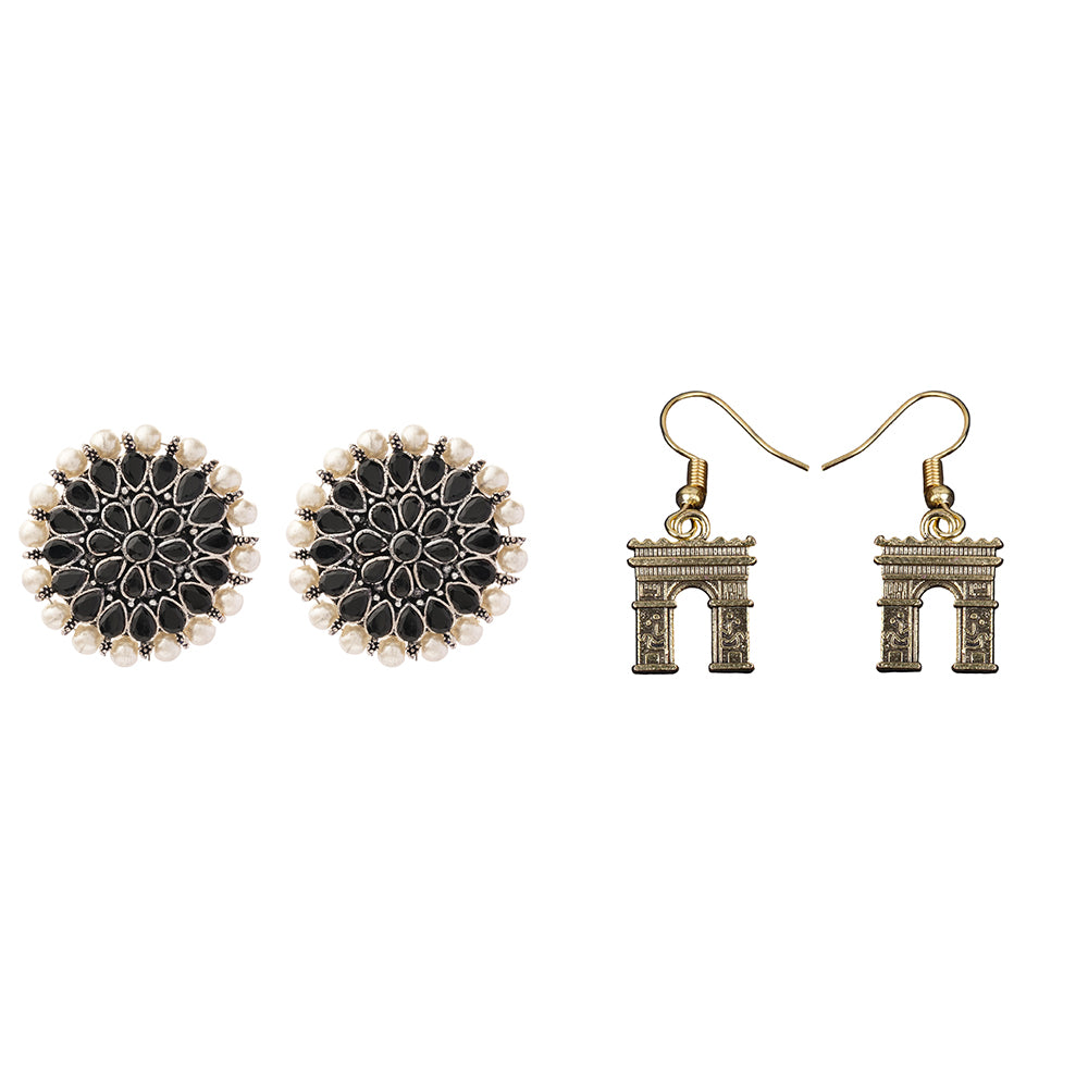 Carved Charm Dangler earrings &  Persian Glory dangler earrings Combo set