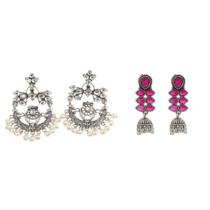 Carved Charm Dangler earrings &  Dazzle Dash Jhumki earring Combo set