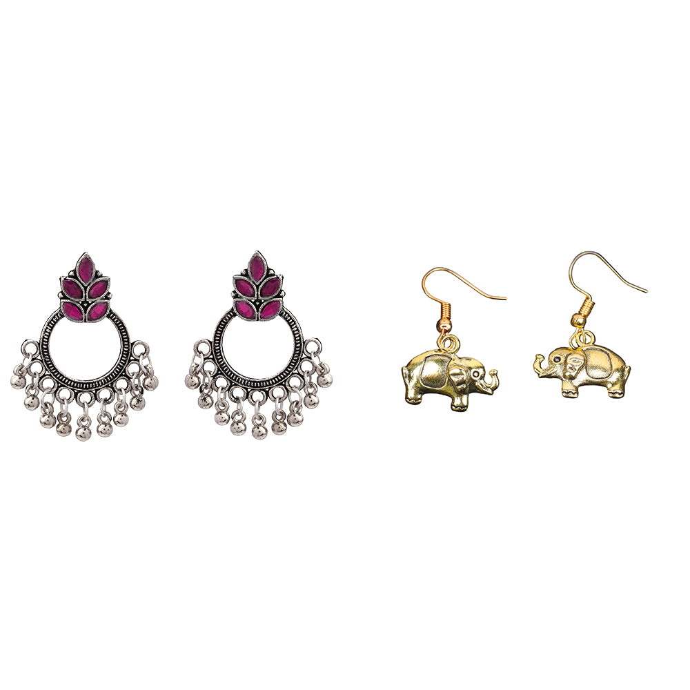 Fine Shine stud earrings (Red)&Eleglam dangler earrings Combo set