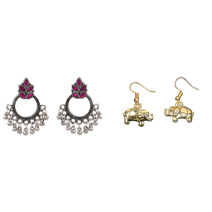 Fine Shine stud earrings (Red)&Eleglam dangler earrings Combo set