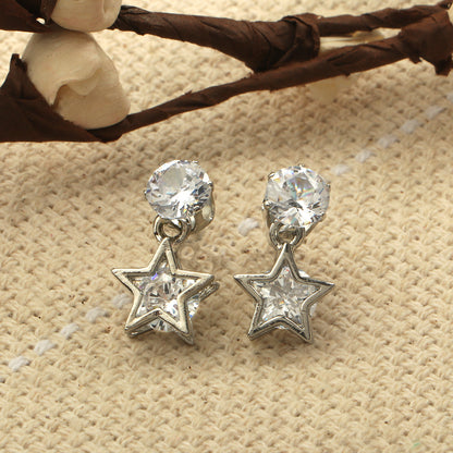 Moon Star- Stone studded dangler earrings