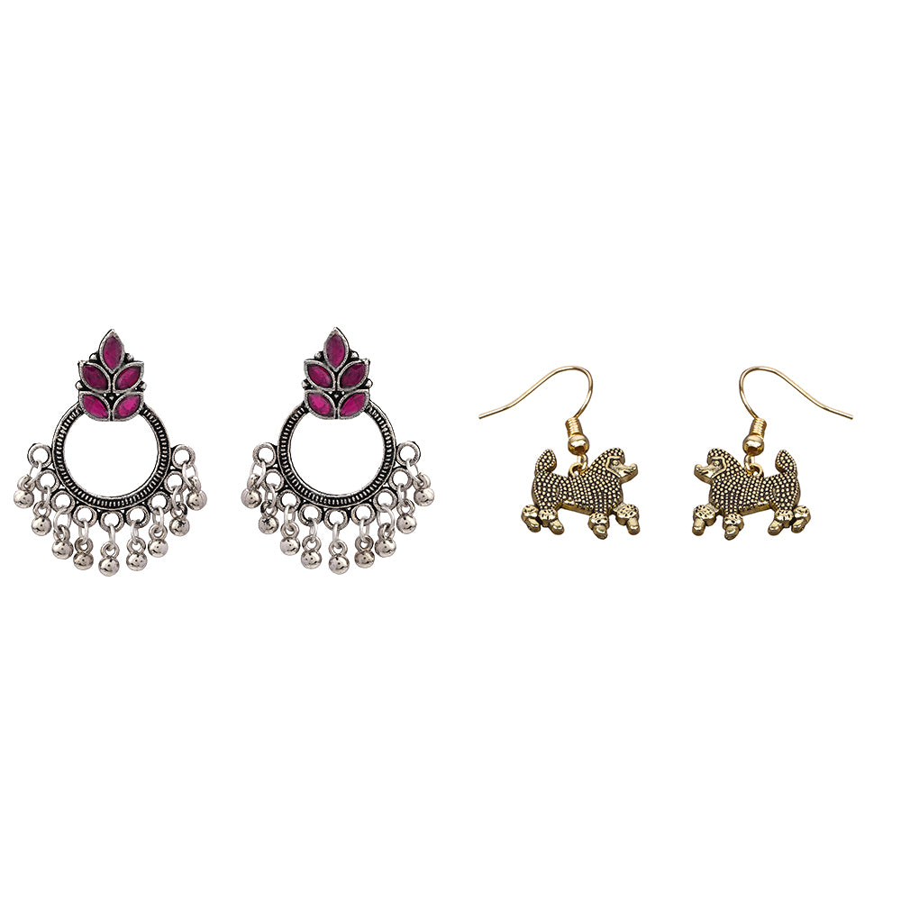 Fine Shine stud earrings (Red)&Pawfect spark dangler earrinngs Combo set