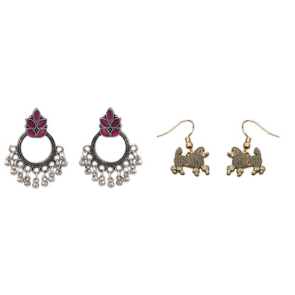 Fine Shine stud earrings (Red)&Pawfect spark dangler earrinngs Combo set