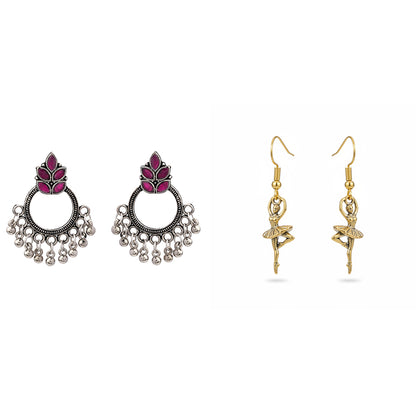 Fine Shine stud earrings (Red)&Cloud nine dangler earrings Combo set