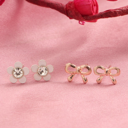 Bow & Blossom- Combo stud earrings