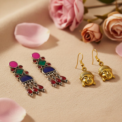 Rainbow rhine dangler earrings (Multicolored)&Devine aura dangler earrings Combo set