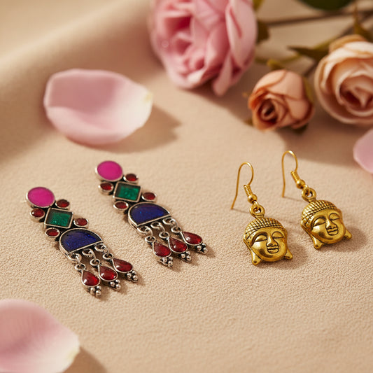 Rainbow rhine dangler earrings (Multicolored)&Devine aura dangler earrings Combo set
