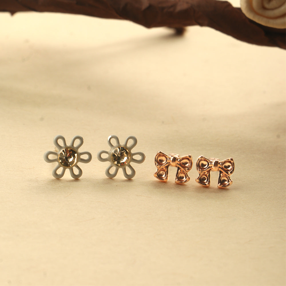 Bloom & Bow- Combo stud earrings