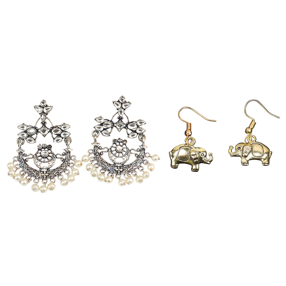 Carved Charm Dangler earrings &  Eleglam dangler earrings Combo set