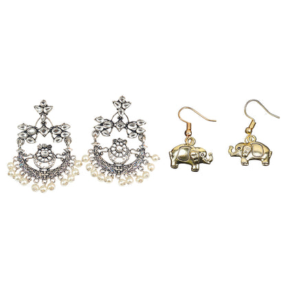 Carved Charm Dangler earrings &  Eleglam dangler earrings Combo set