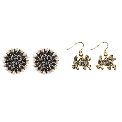 Carved Charm Dangler earrings &  Pawfect spark dangler earrinngs Combo set