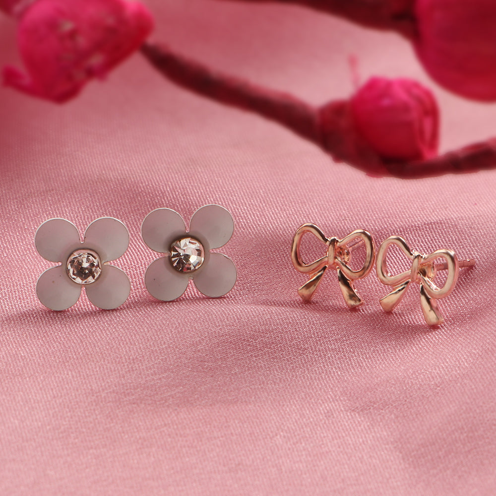 Blossom Bow Duo- Combo stud earrings