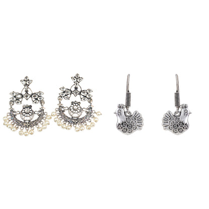 Carved Charm Dangler earrings &  Rooster radiance dangler earrings Combo set