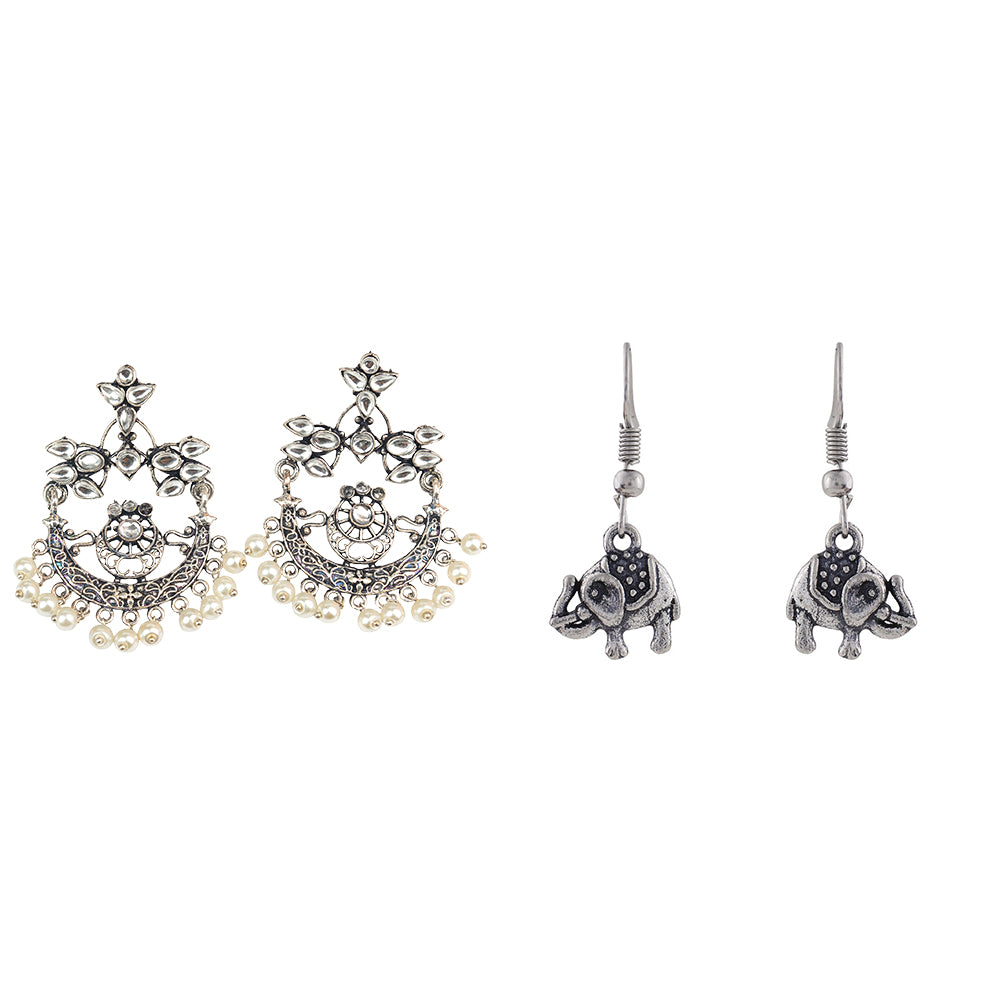 Carved Charm Dangler earrings &  Trunk Tales dangler earrings Combo set