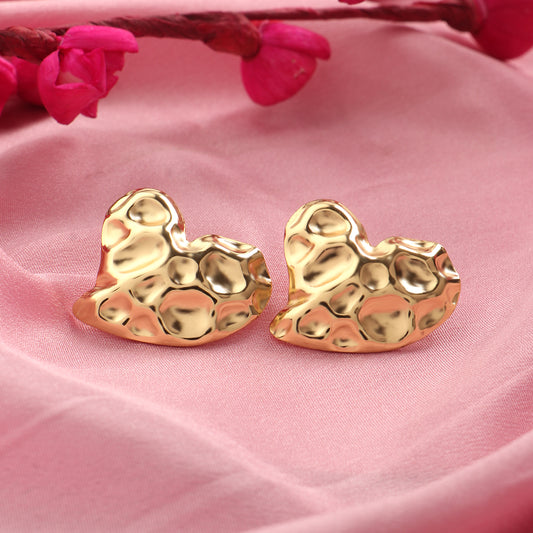 Heart Glow- Golden Stud Earrings