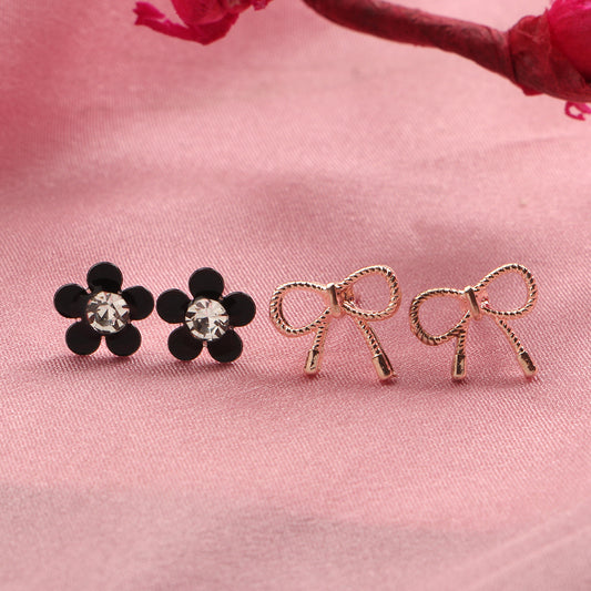 Petals & Bows- Combo stud earrings