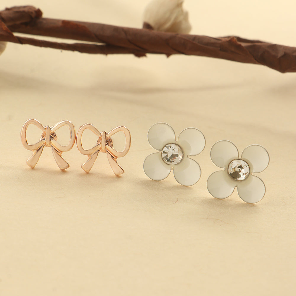 Blossom Bow Duo- Combo stud earrings