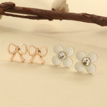 Blossom Bow Duo- Combo stud earrings