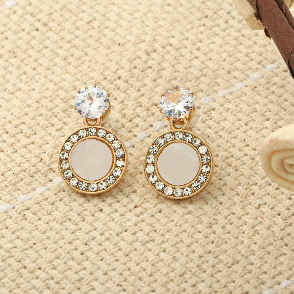 Soft Halo- Stone studded dangler earrings