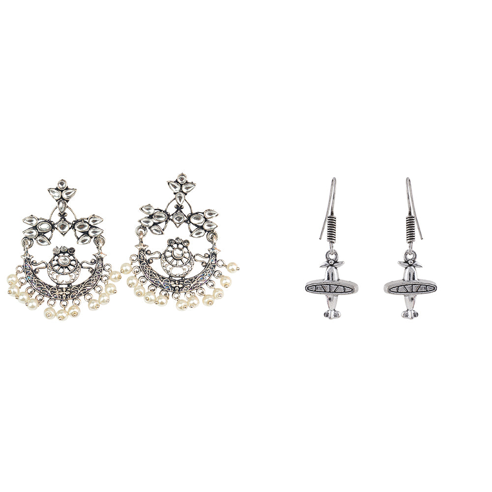 Carved Charm Dangler earrings &  Skyward Grace dangler earrings Combo set