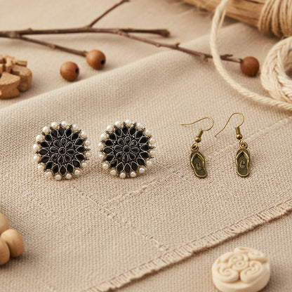 Carved Charm Dangler earrings &  Sole-mate dangler earrings Combo set