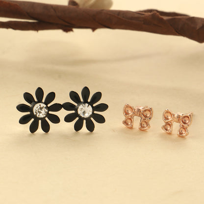 Floral Tie- Combo stud earrings