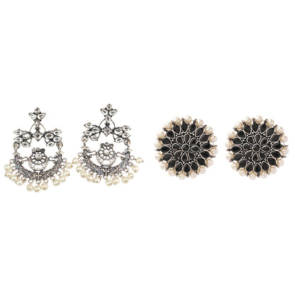 Carved Charm Dangler earrings & Desi Diva stud earring Combo set
