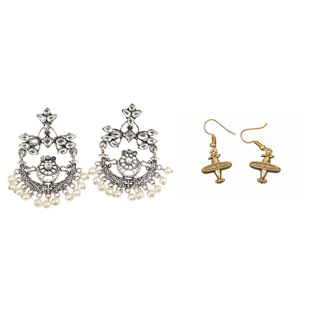Carved Charm Dangler earrings &  Cloud nine dangler earrings Combo set