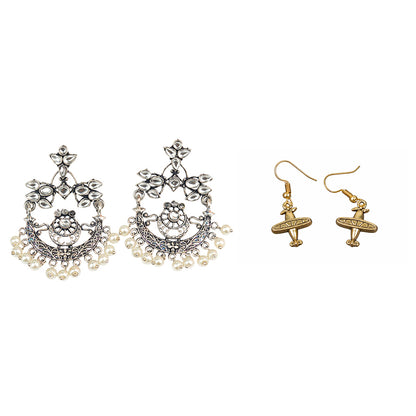 Carved Charm Dangler earrings &  Cloud nine dangler earrings Combo set