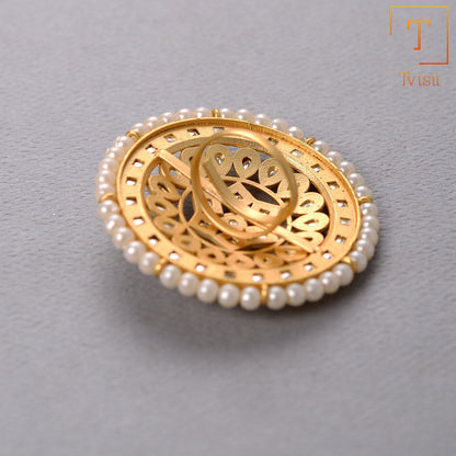 Kundan and Pearl studded adjustable Ring