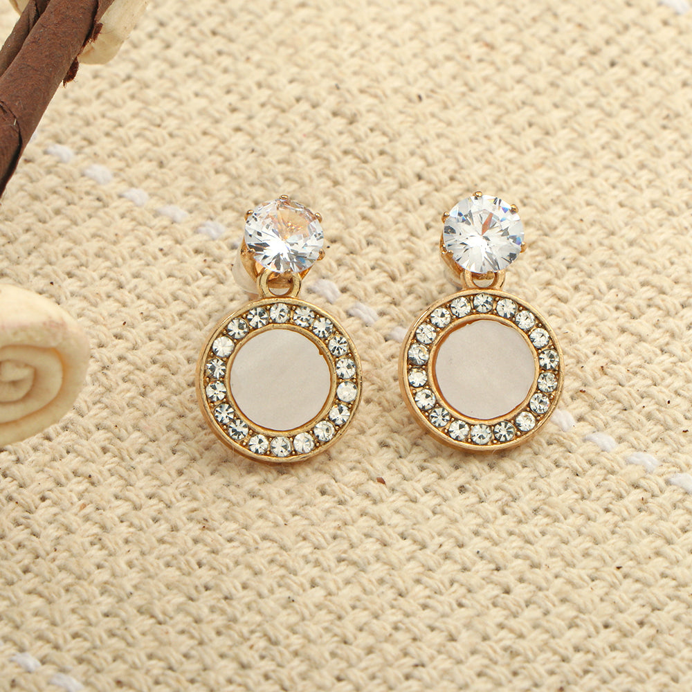 Soft Halo- Stone studded dangler earrings