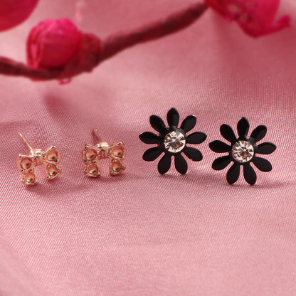 Floral Tie- Combo stud earrings