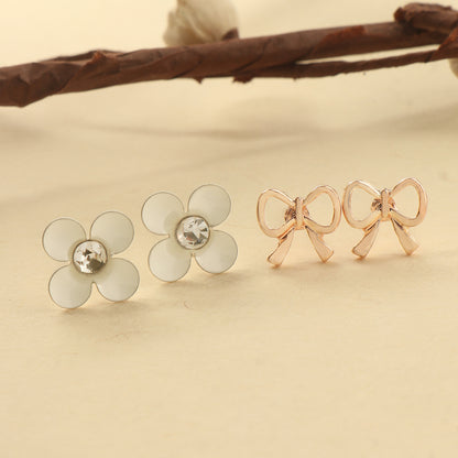 Blossom Bow Duo- Combo stud earrings