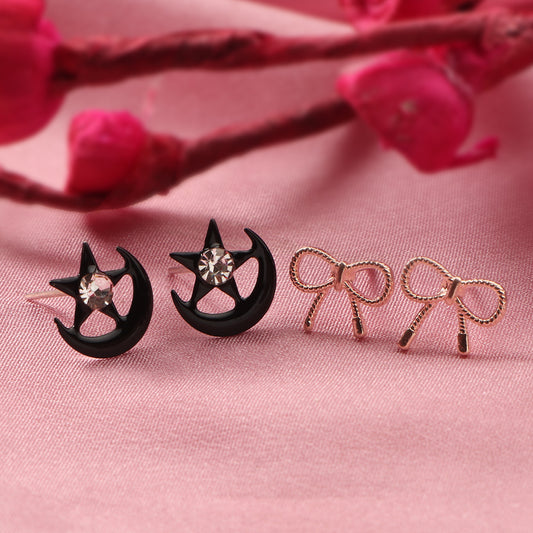 Knot & Petal- Combo stud earrings