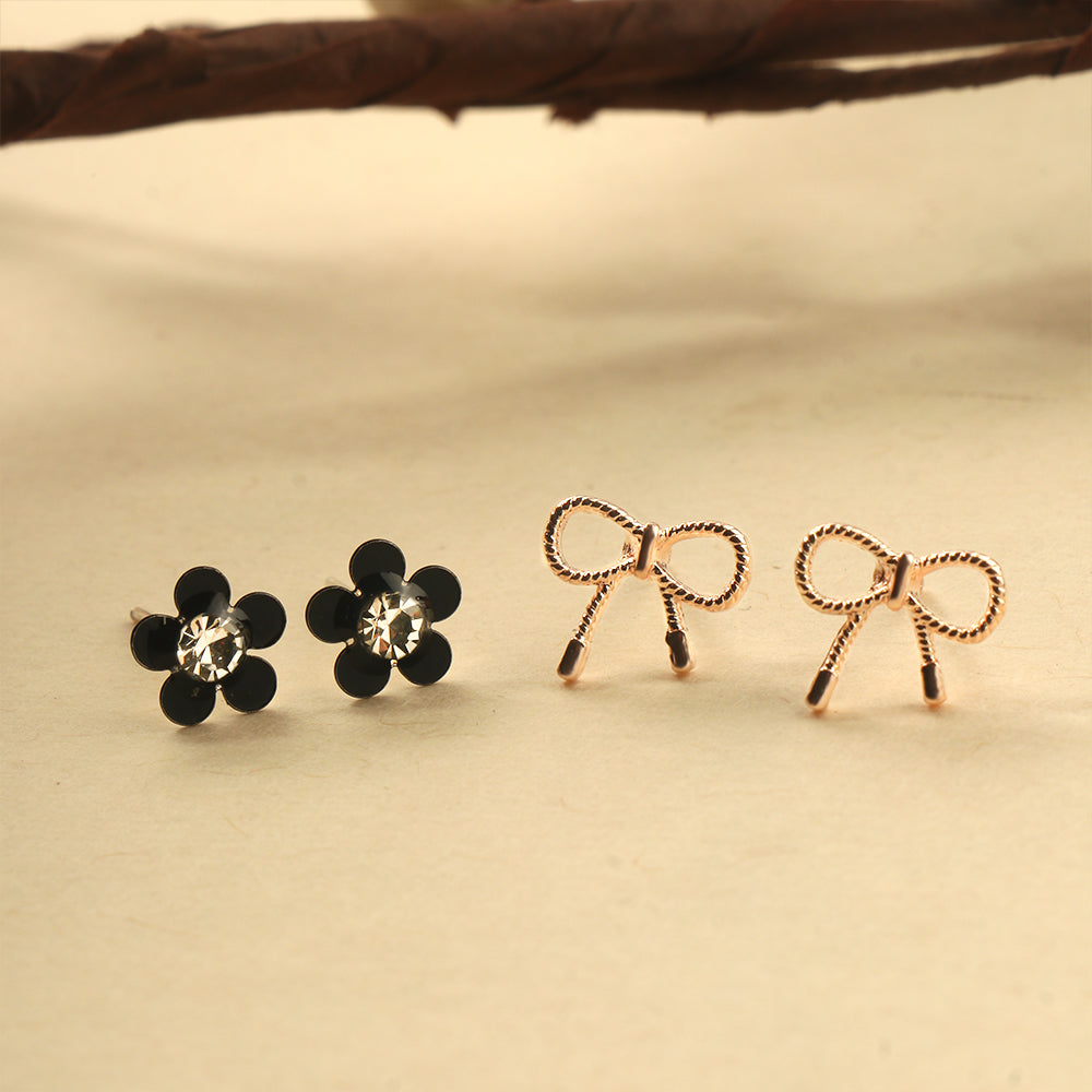 Petals & Bows- Combo stud earrings