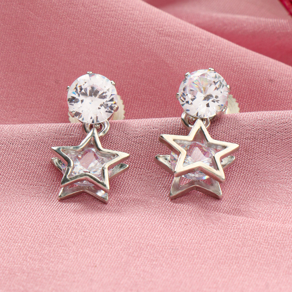Moon Star- Stone studded dangler earrings