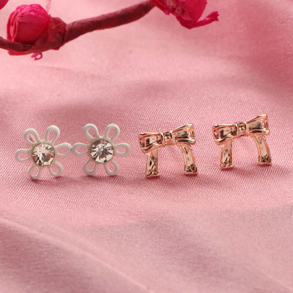 Bloom & Bow- Combo stud earrings