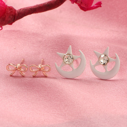 Bow in Bloom- Combo stud earrings