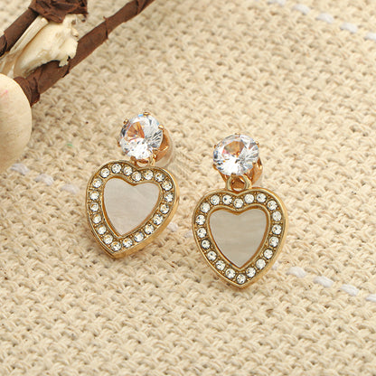Shine Heart- Stone studded dangler earrings