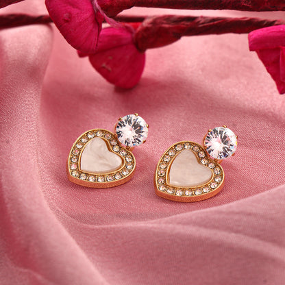 Shine Heart- Stone studded dangler earrings