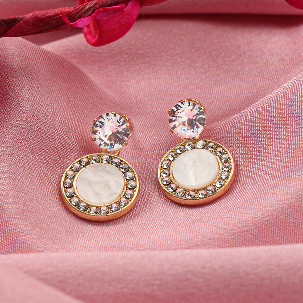 Soft Halo- Stone studded dangler earrings