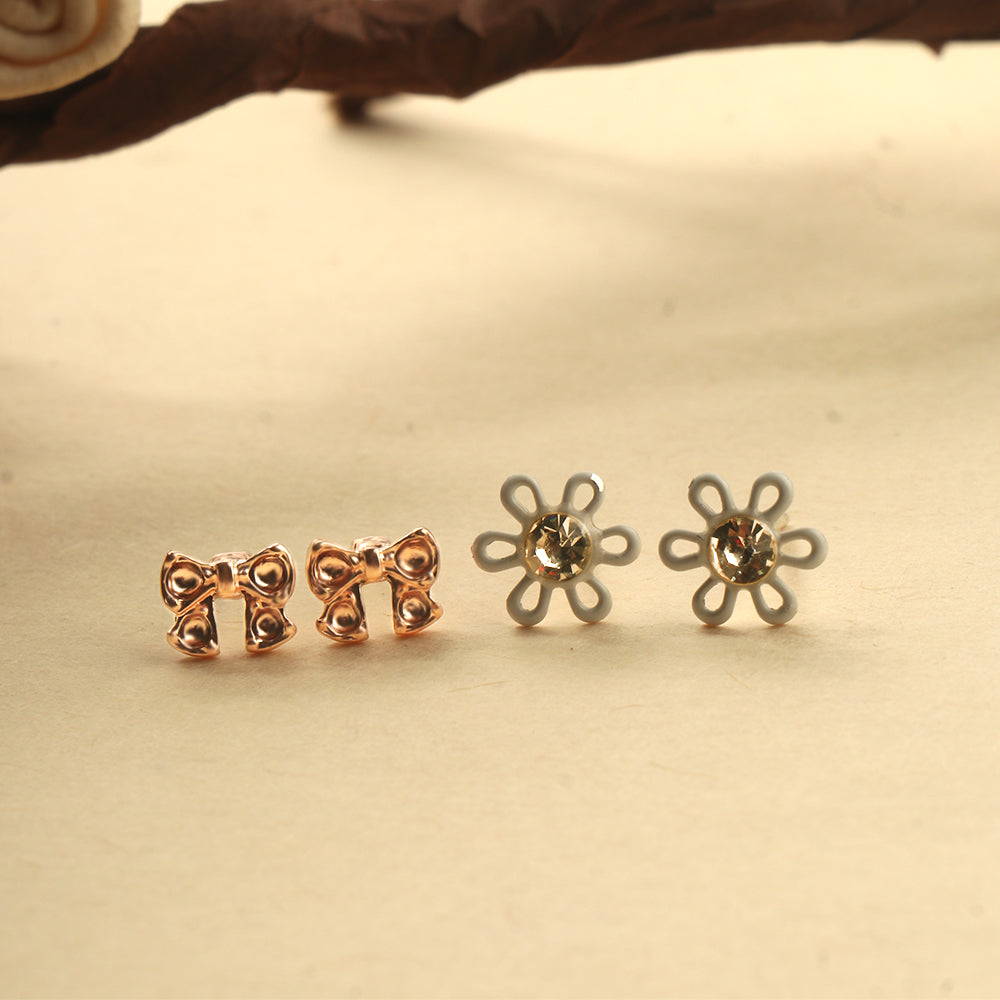 Bloom & Bow- Combo stud earrings