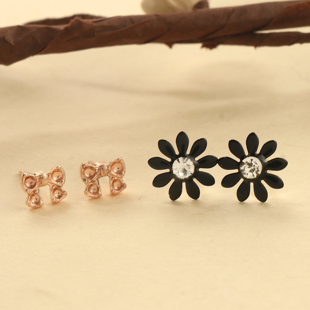 Floral Tie- Combo stud earrings