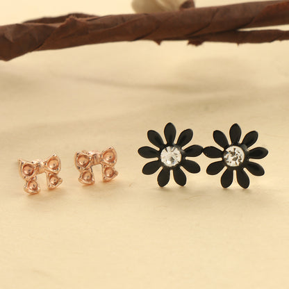 Floral Tie- Combo stud earrings