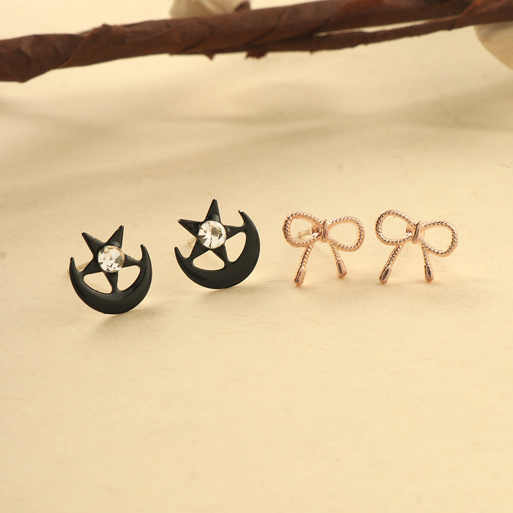 Knot & Petal- Combo stud earrings