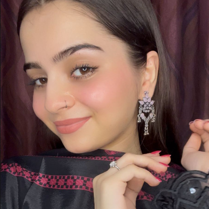 Tint and Twinkle danglers earrings (Baby Pink)