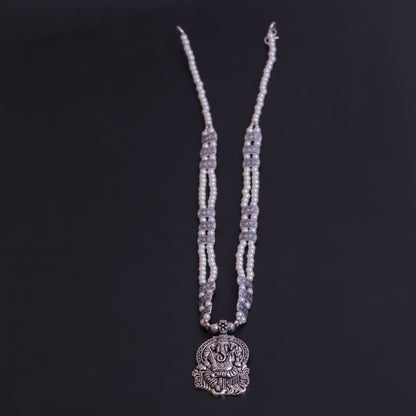 White Beaded Oxidised Neckpiece