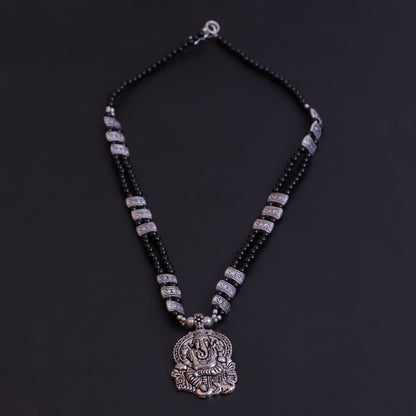 Black Beaded Oxidised Neckpiece